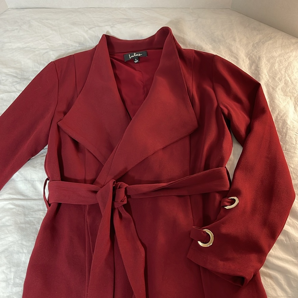 Lulus Long Red Wrap Coat Size Small
